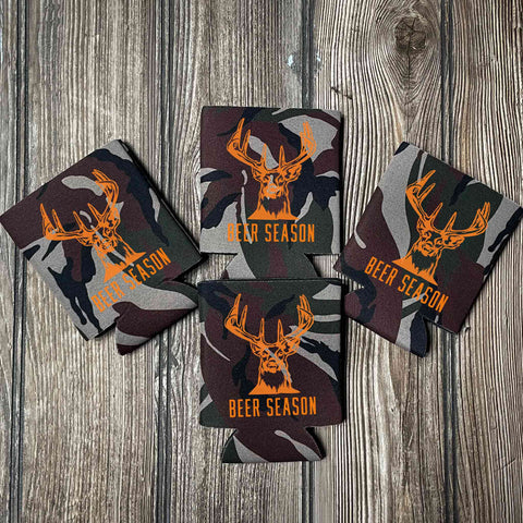 Buffalo Plaid Can Cooler, Deer Camp Beer Can Coozie