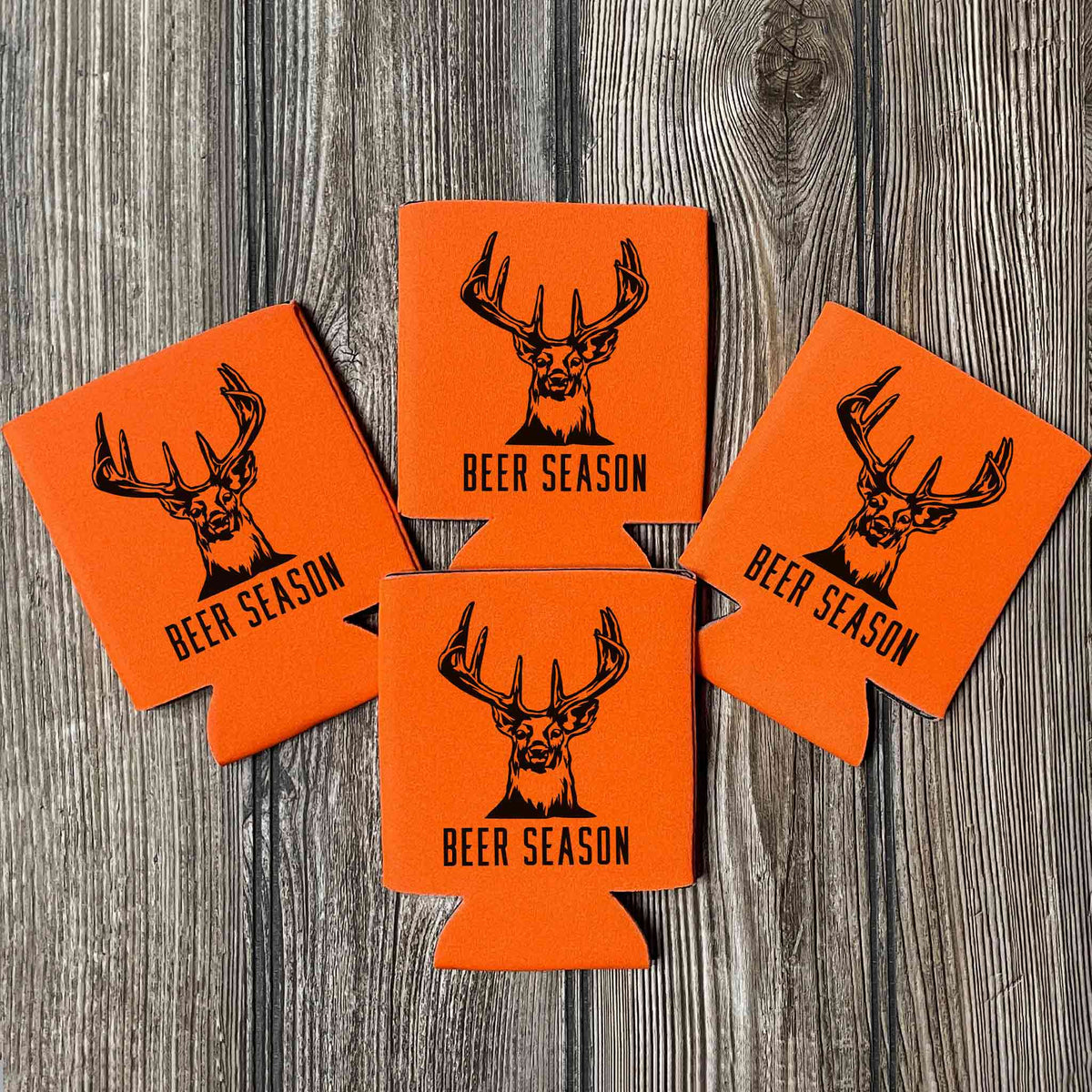 blaze orange deer hunting can koozie