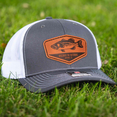DTO Bassin' Leather Patch Hat - Charcoal / White Mesh