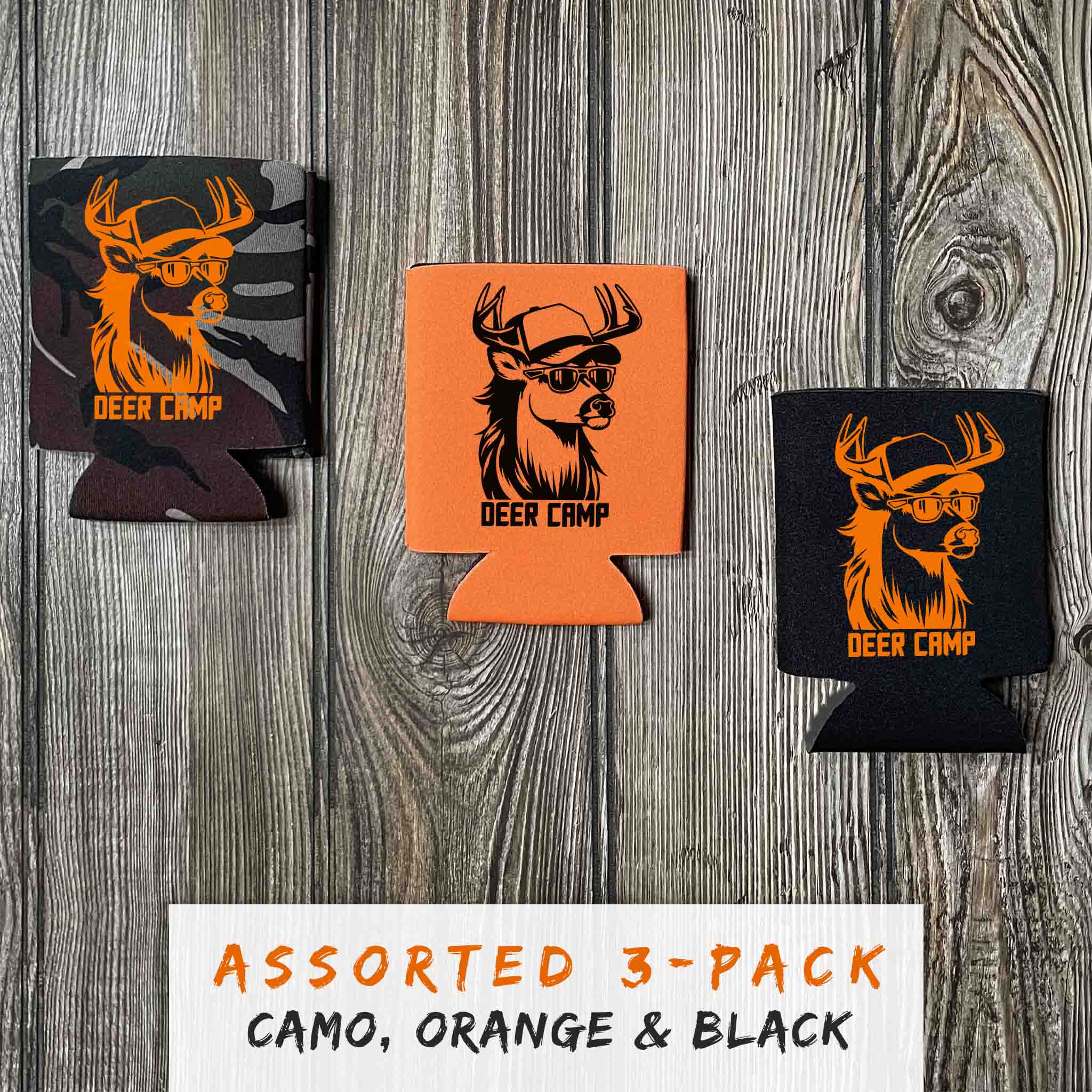 deer hunting camp can koozies