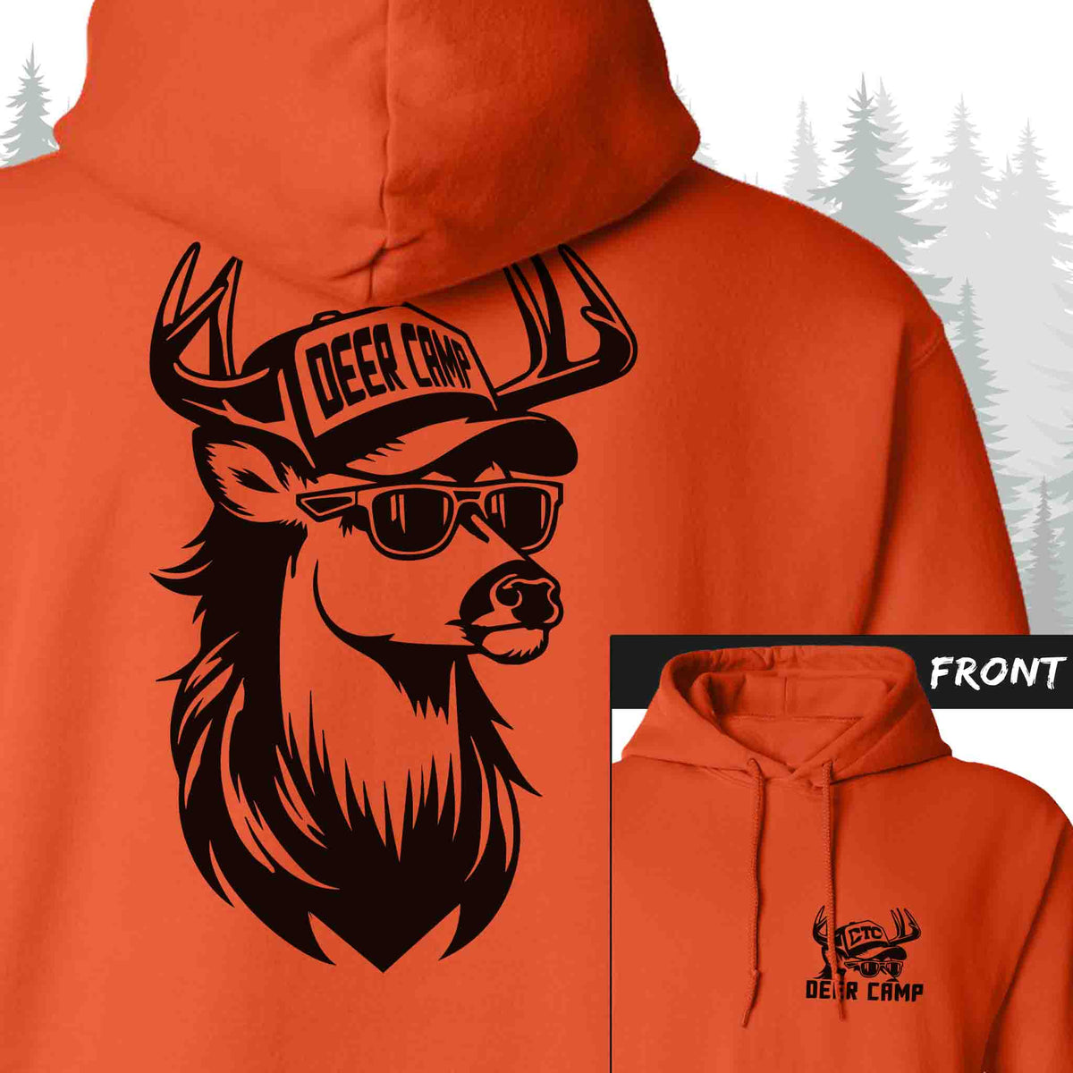 blaze orange deer hunting camp hoodie