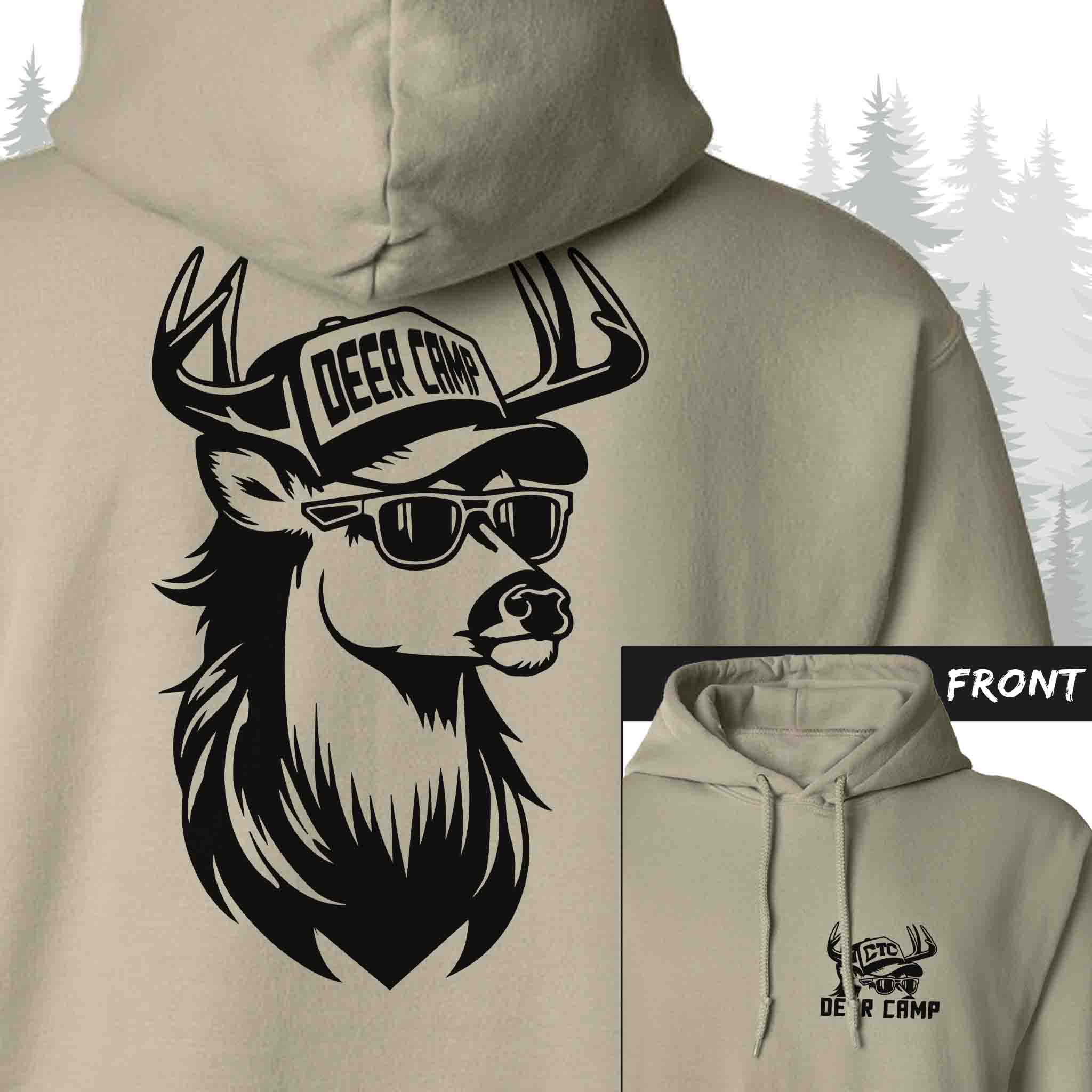 Mullet Buck Deer Hunting Camp Hoodie Small Marsh